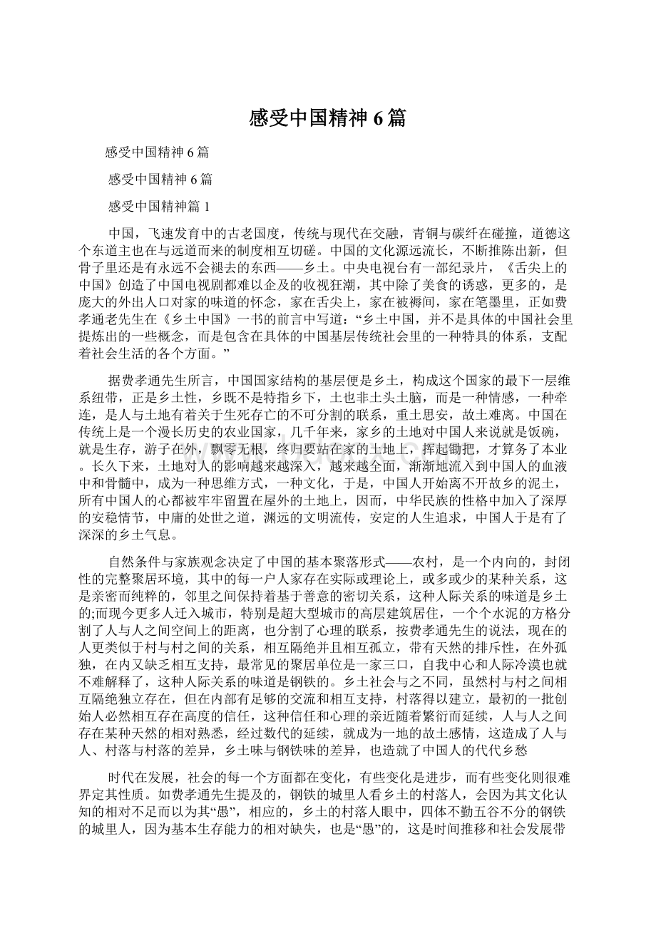 感受中国精神6篇.docx_第1页