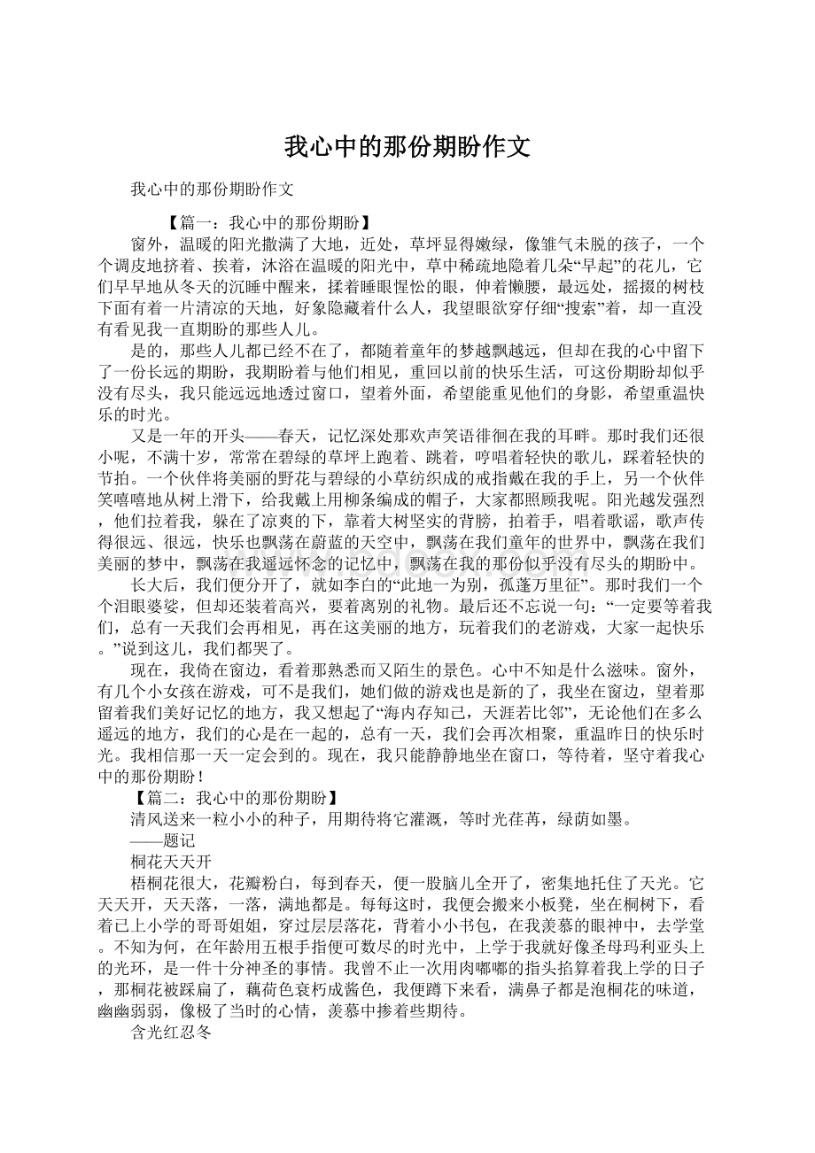 我心中的那份期盼作文Word格式文档下载.docx