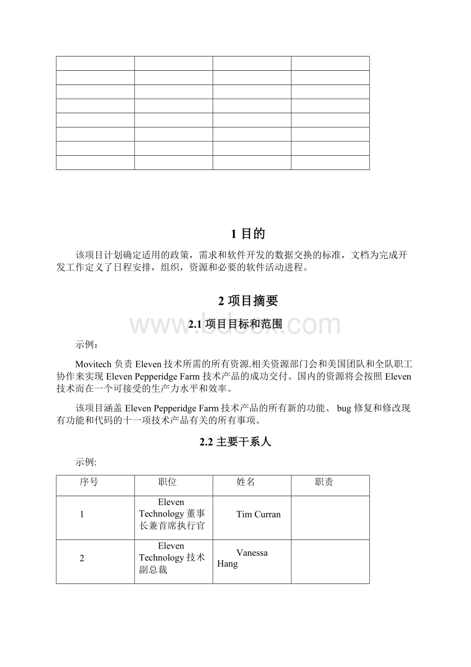 项目管理计划模板Word格式文档下载.docx_第2页