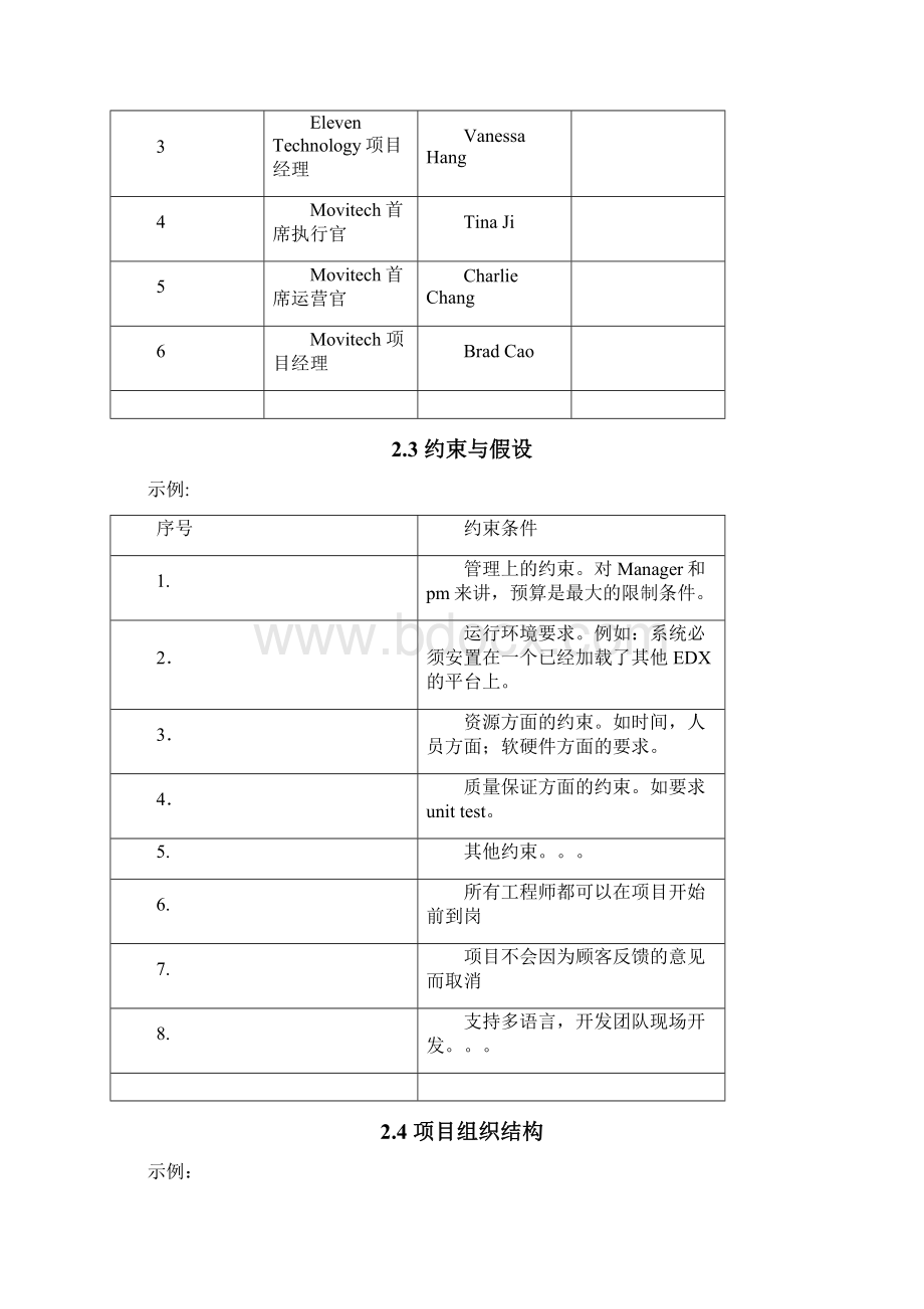 项目管理计划模板Word格式文档下载.docx_第3页