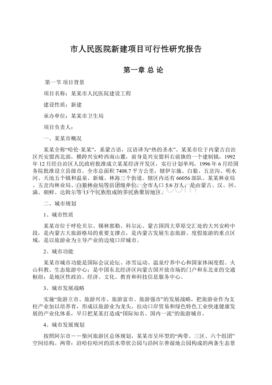 市人民医院新建项目可行性研究报告Word文档格式.docx_第1页