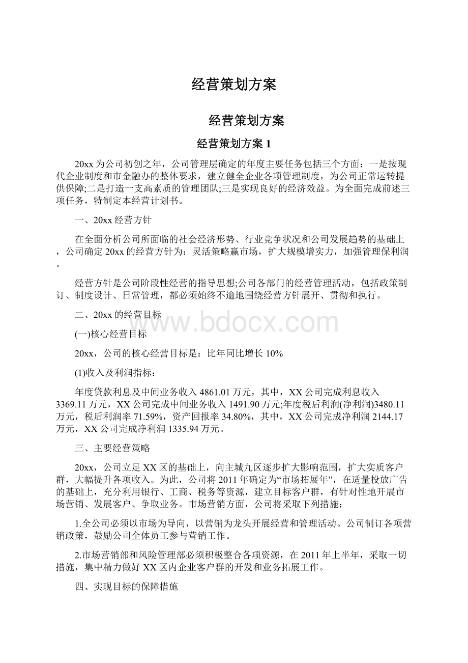 经营策划方案文档格式.docx