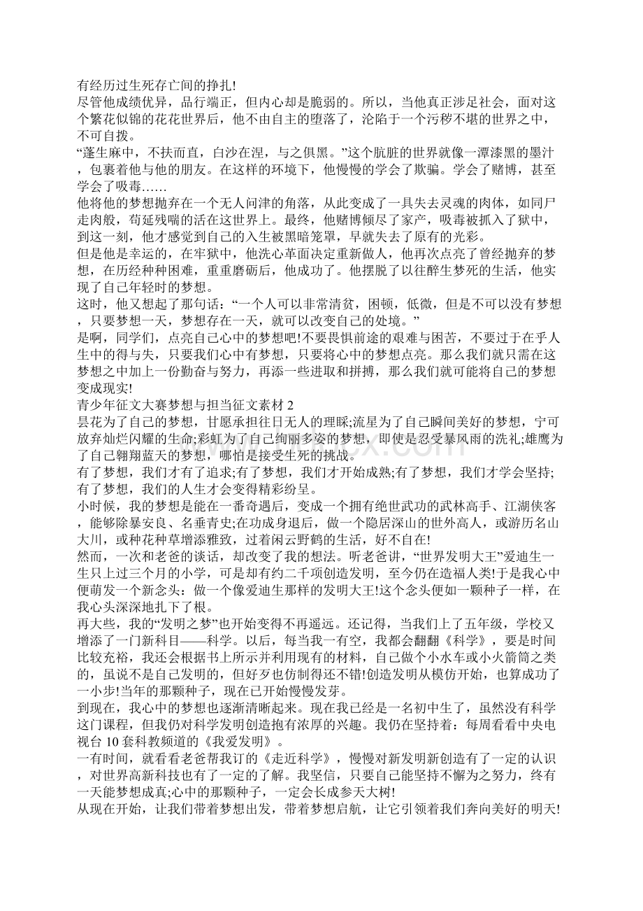 青少年征文大赛梦想与担当征文素材10篇Word格式文档下载.docx_第2页