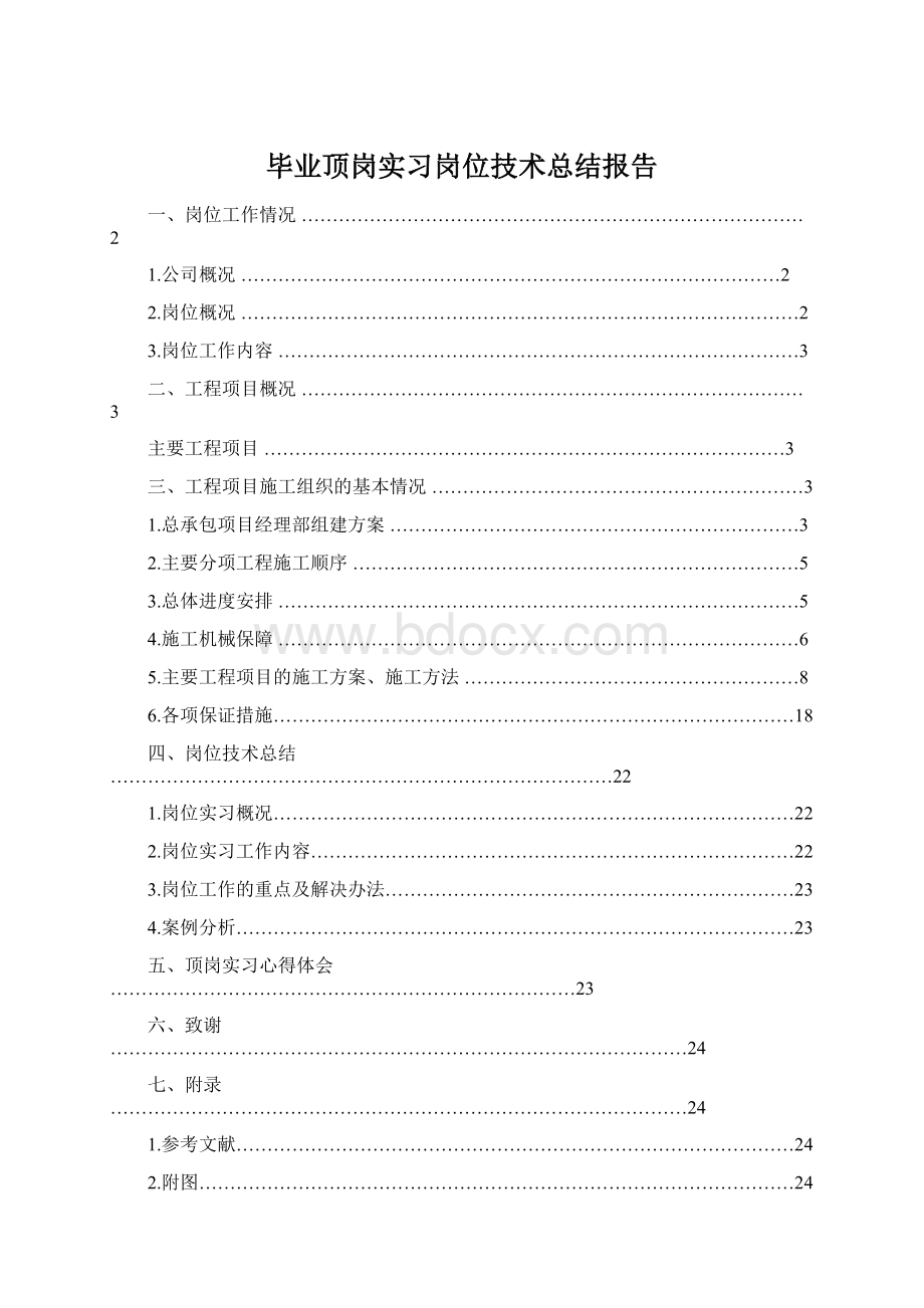 毕业顶岗实习岗位技术总结报告.docx_第1页