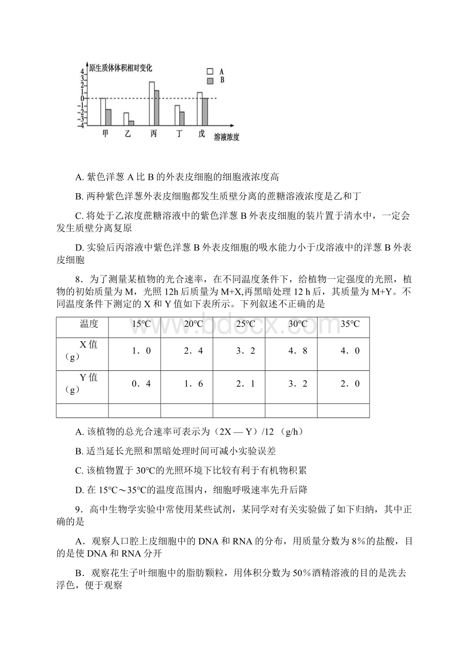 高三河北省鸡泽县届高三生物上学期第三次周测试题含答案.docx_第3页