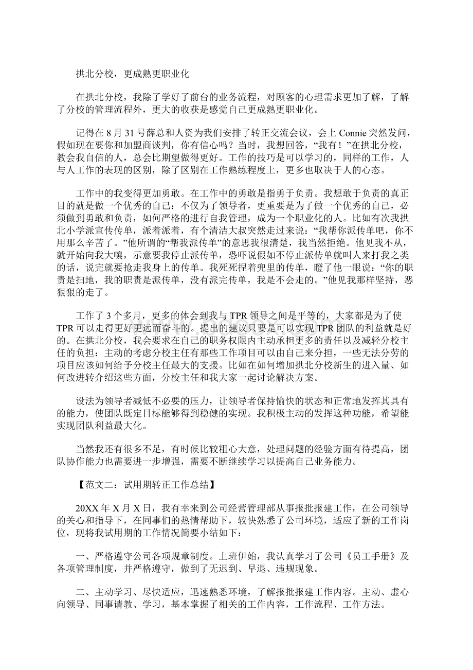 试用期转正工作总结大全Word格式.docx_第2页