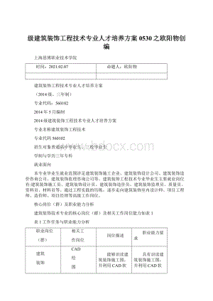 级建筑装饰工程技术专业人才培养方案0530之欧阳物创编.docx