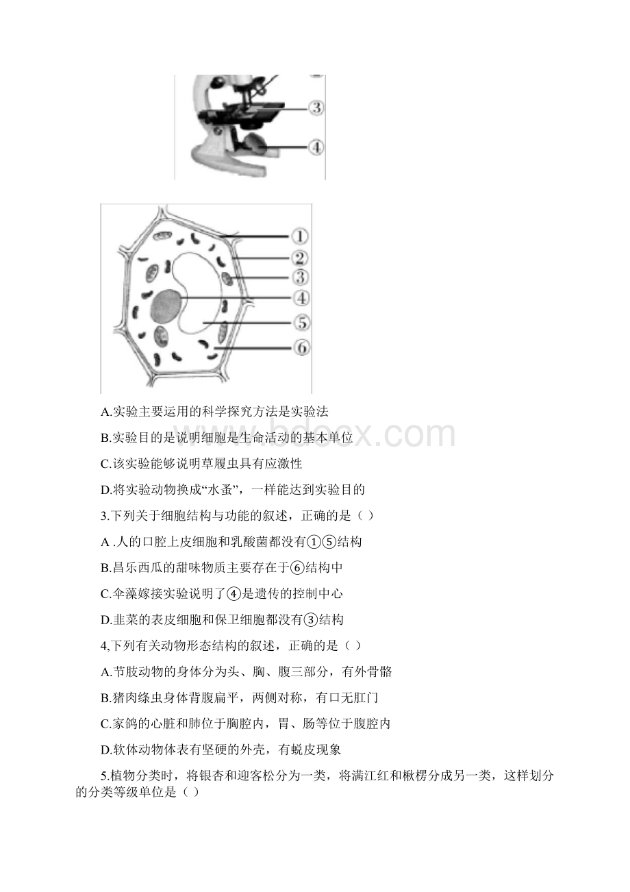 潍坊市初中学业水平考试生物试题含答案.docx_第2页