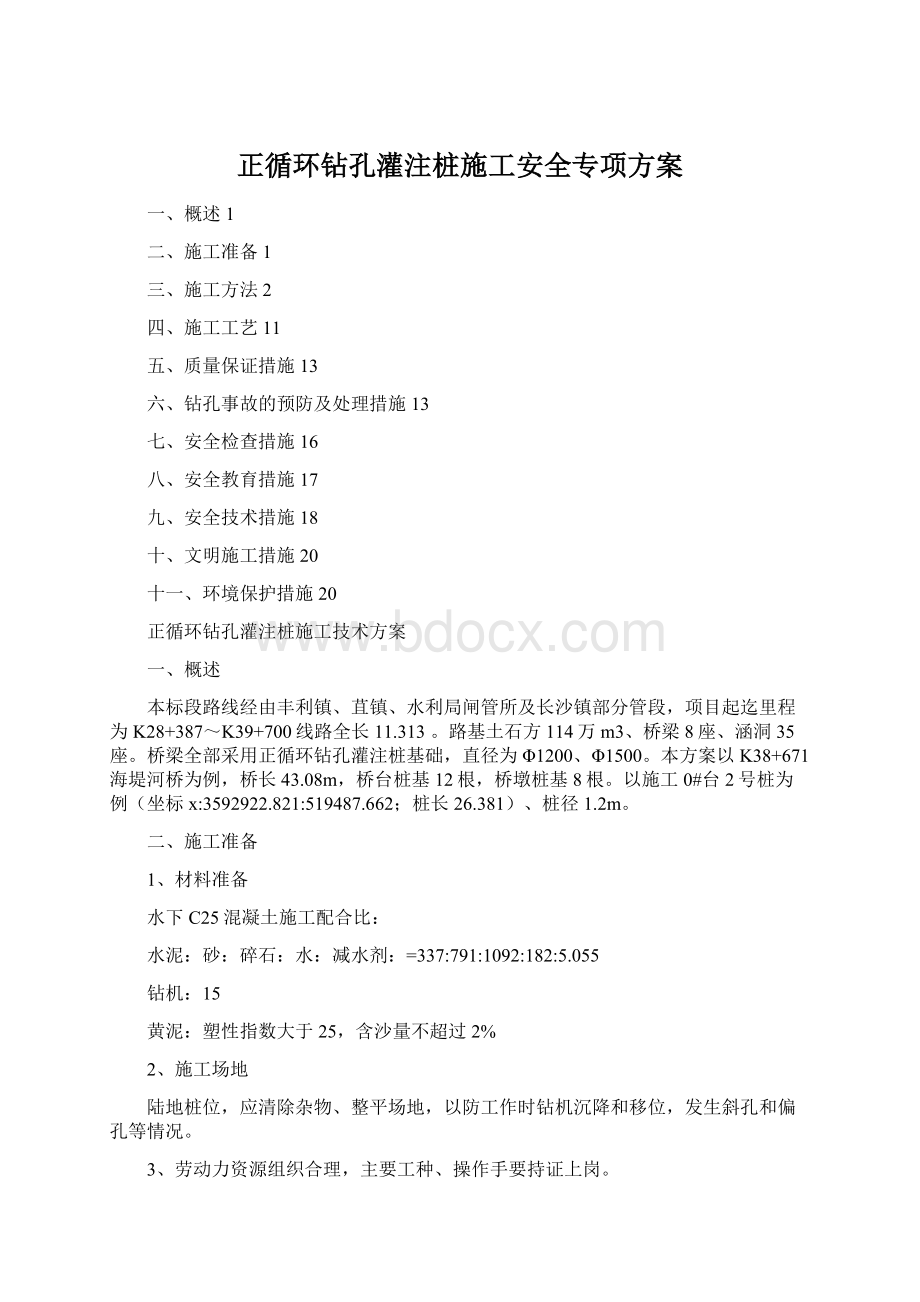 正循环钻孔灌注桩施工安全专项方案.docx_第1页