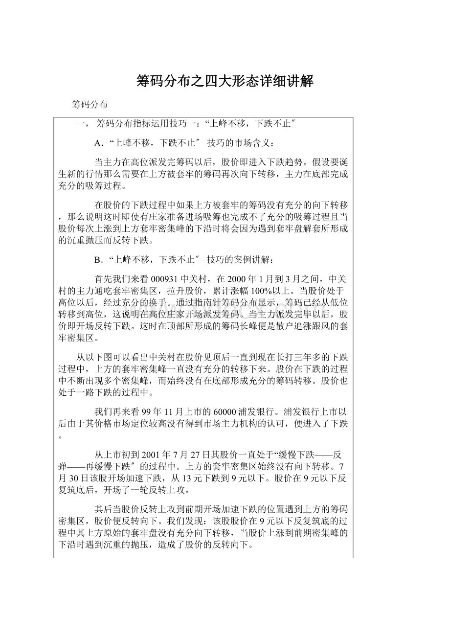 筹码分布之四大形态详细讲解Word文档下载推荐.docx_第1页