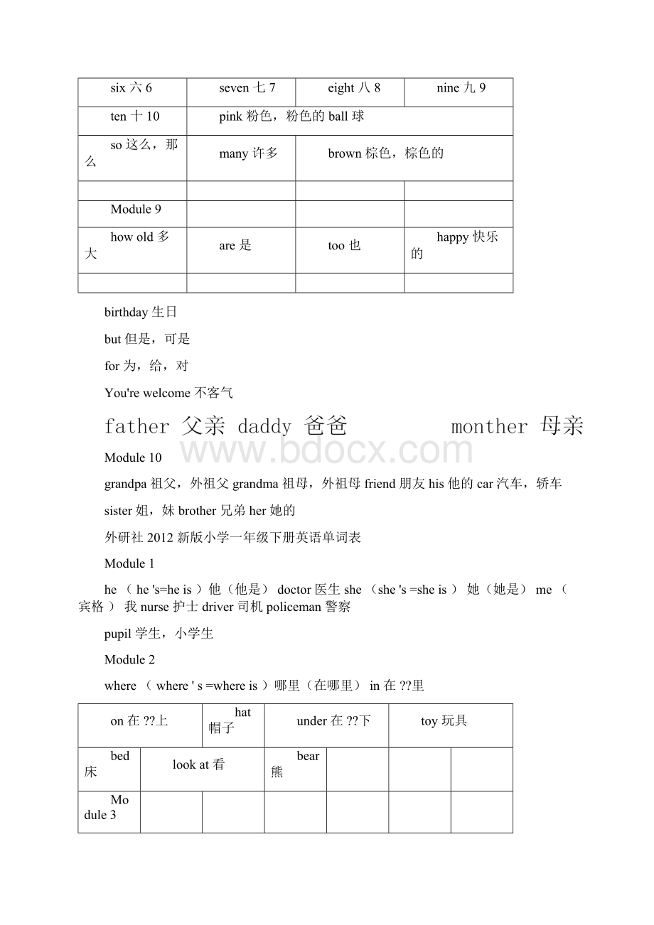 外研社新版小学13年级英语单词表Word文档下载推荐.docx_第3页