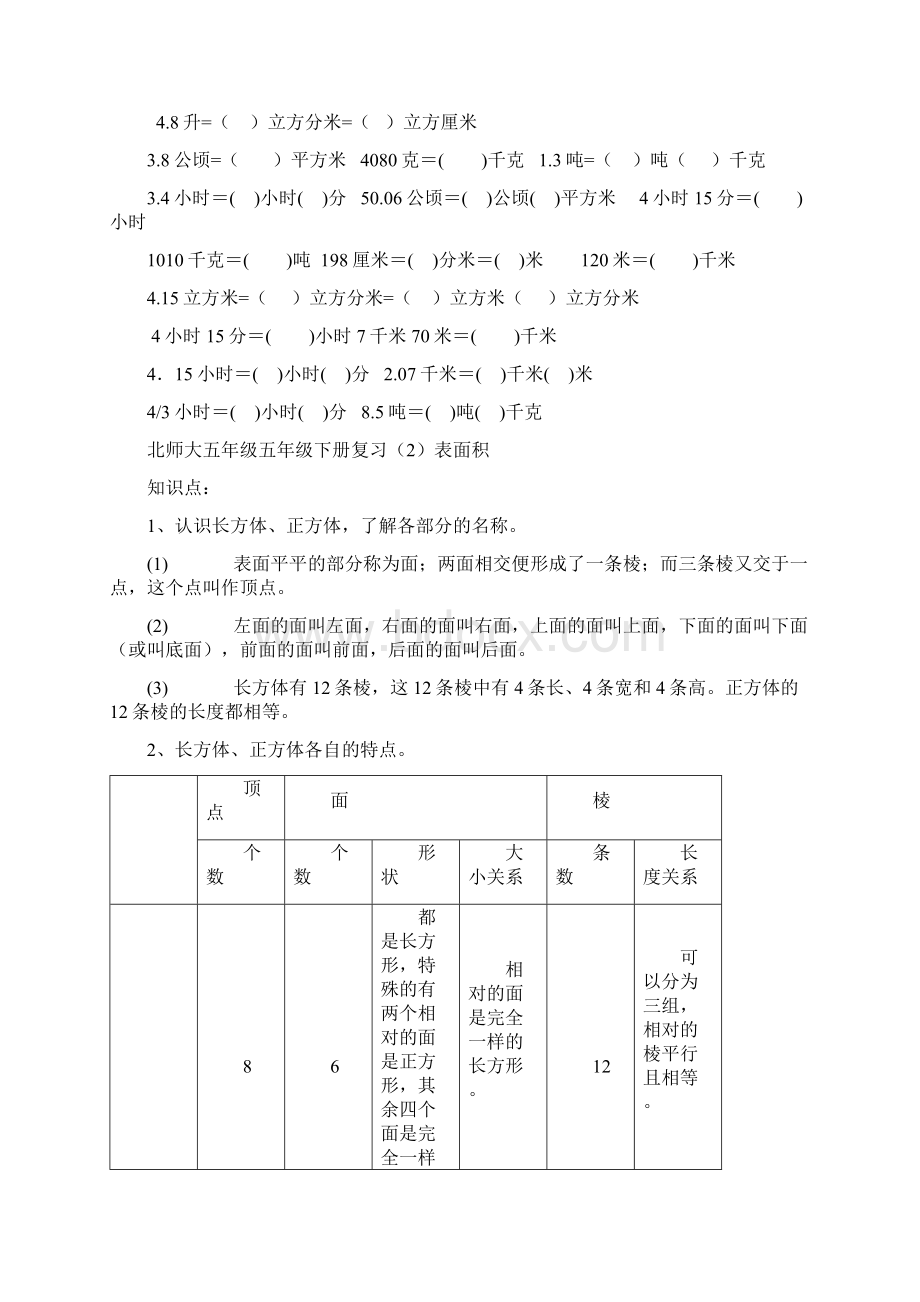 北师大五年级五年级下册复习.docx_第2页