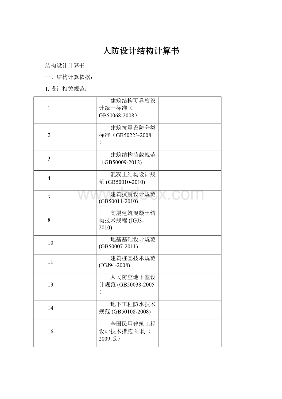 人防设计结构计算书.docx