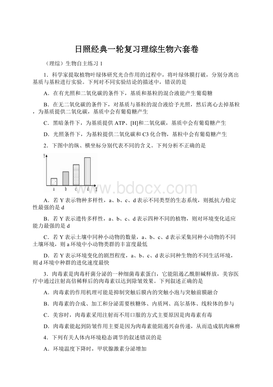 日照经典一轮复习理综生物六套卷.docx