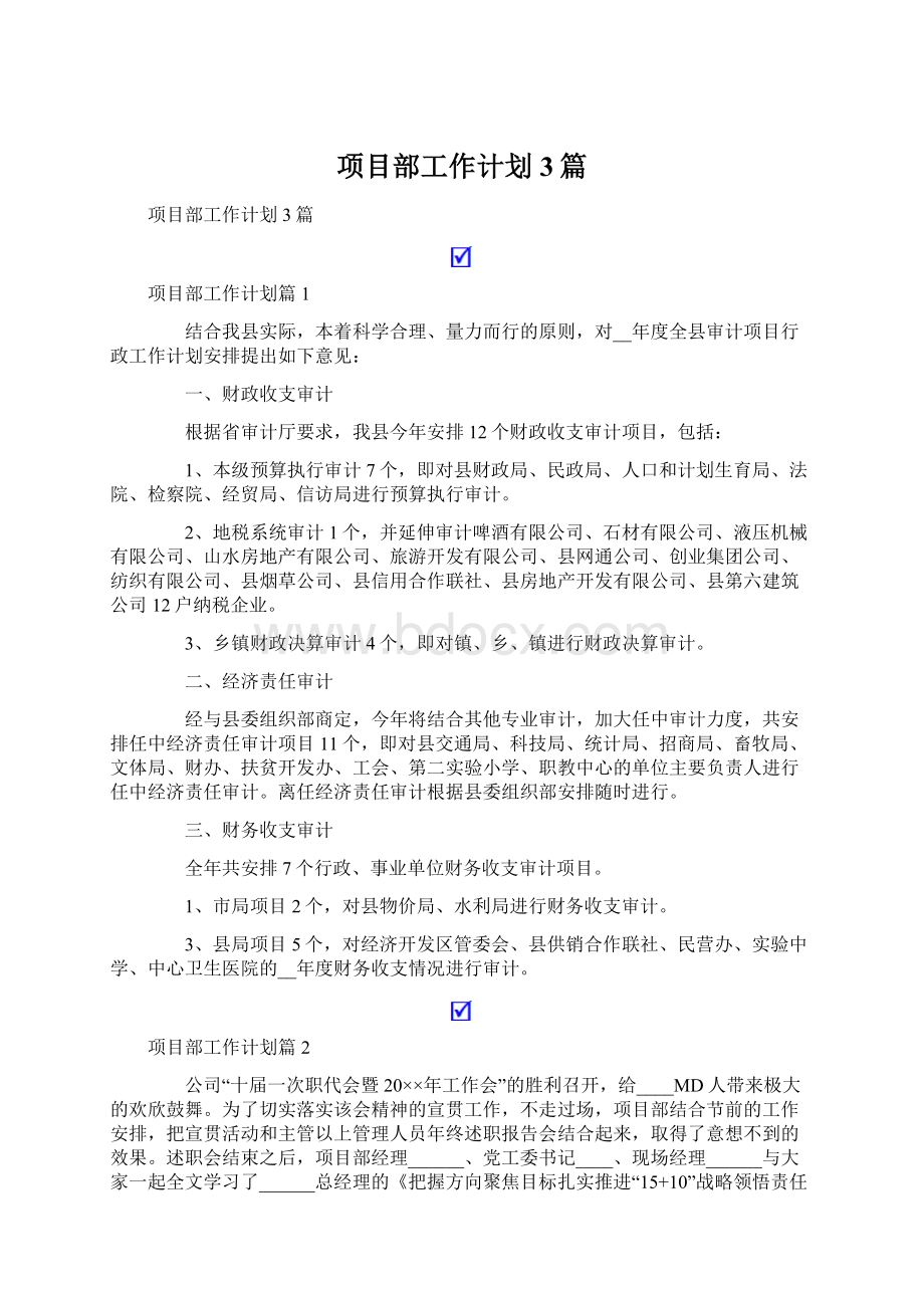 项目部工作计划3篇.docx_第1页