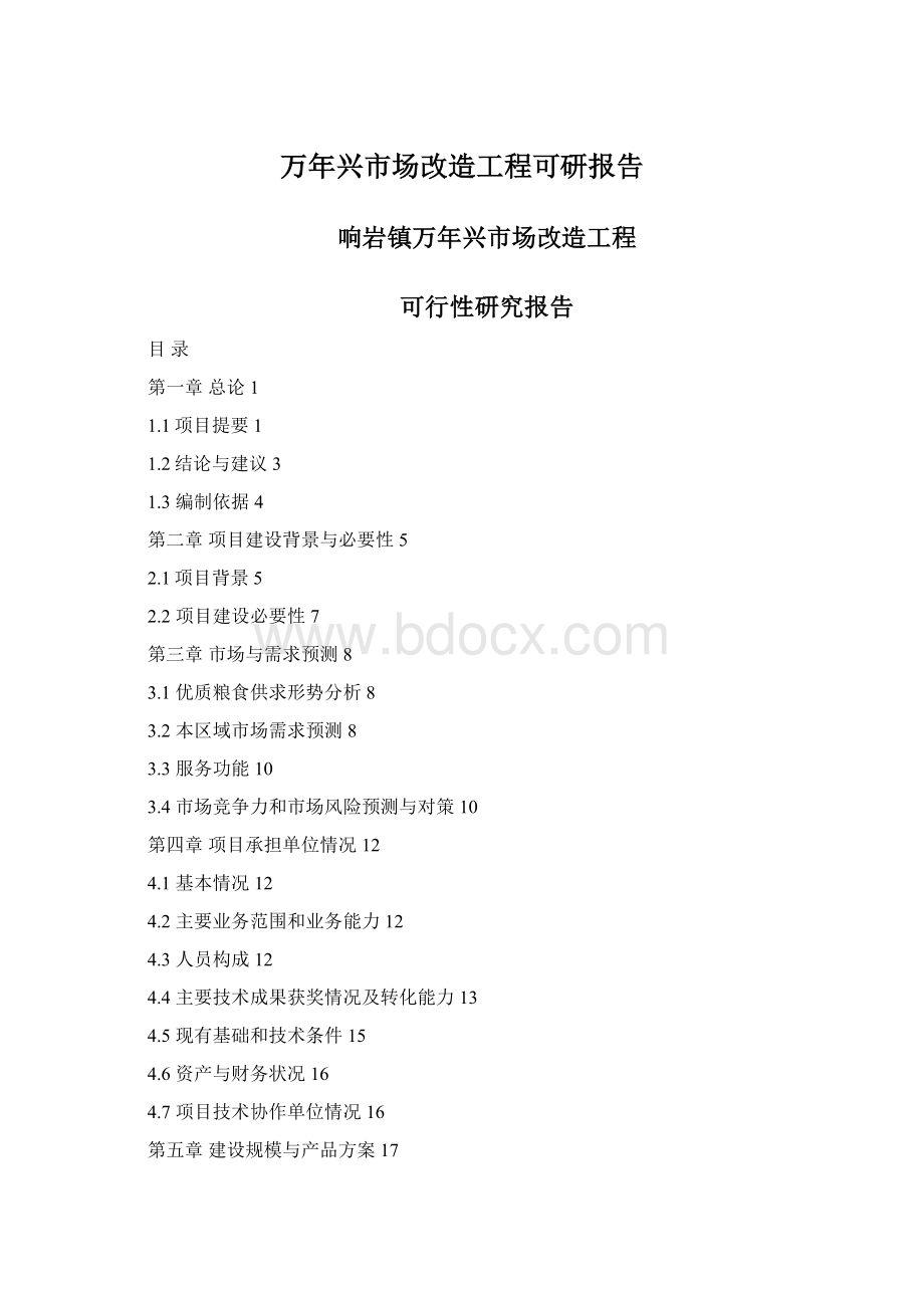 万年兴市场改造工程可研报告.docx_第1页