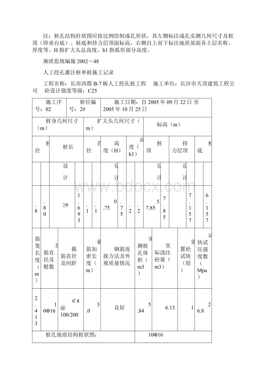 人工挖孔桩单桩施工记录.docx_第3页