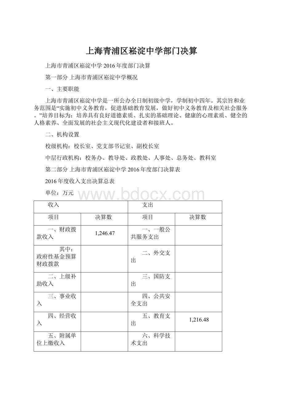 上海青浦区崧淀中学部门决算.docx_第1页