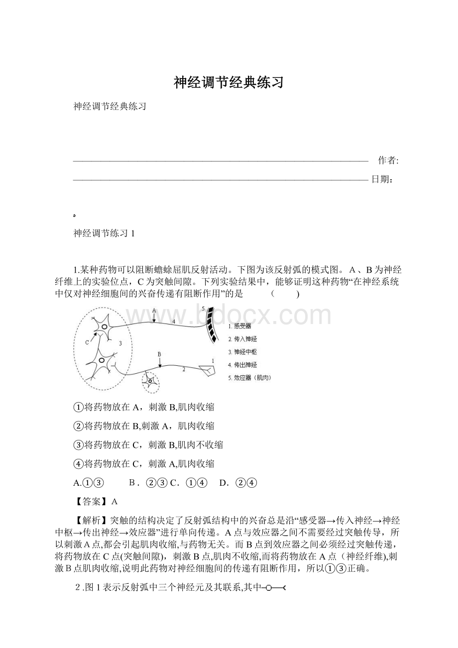 神经调节经典练习文档格式.docx