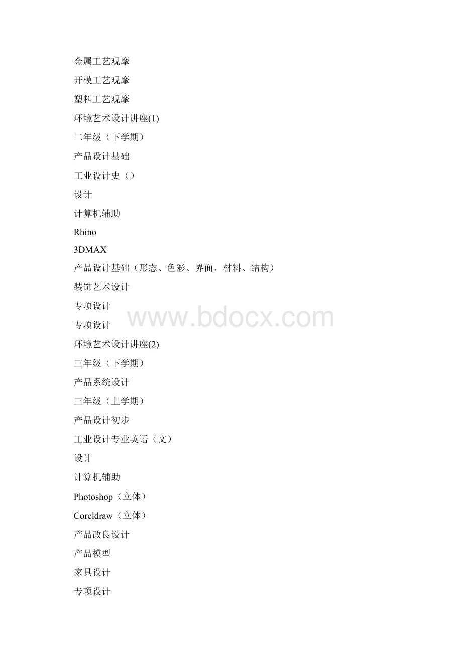 工业设计专业各个学期课程建设一览表及课程建设分析Word文档格式.docx_第2页