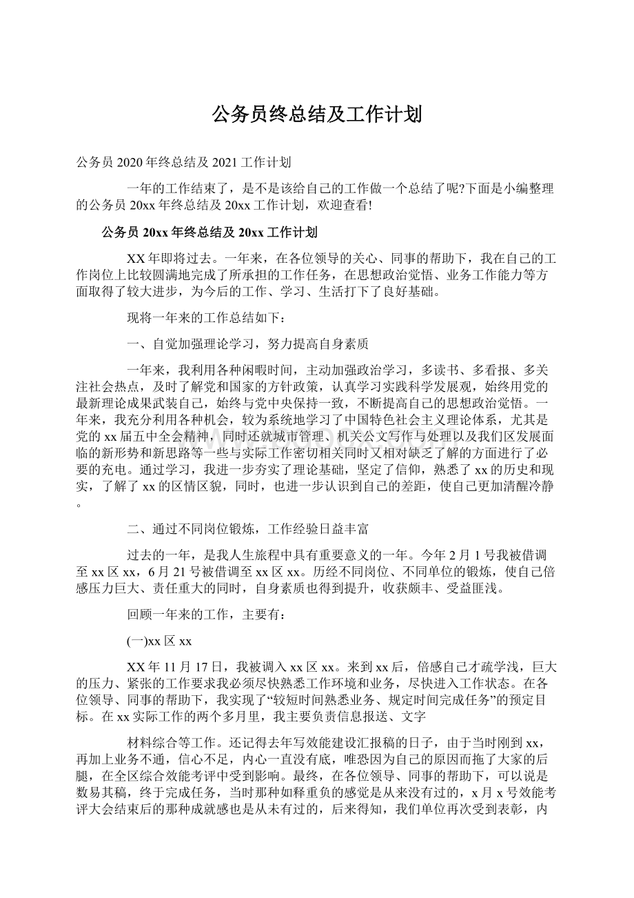 公务员终总结及工作计划.docx