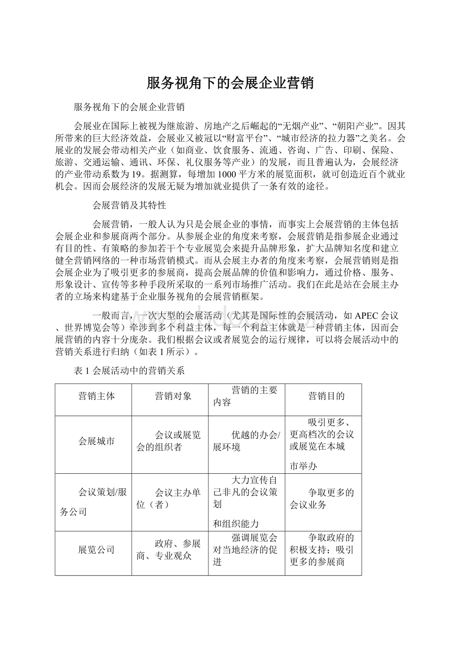 服务视角下的会展企业营销.docx