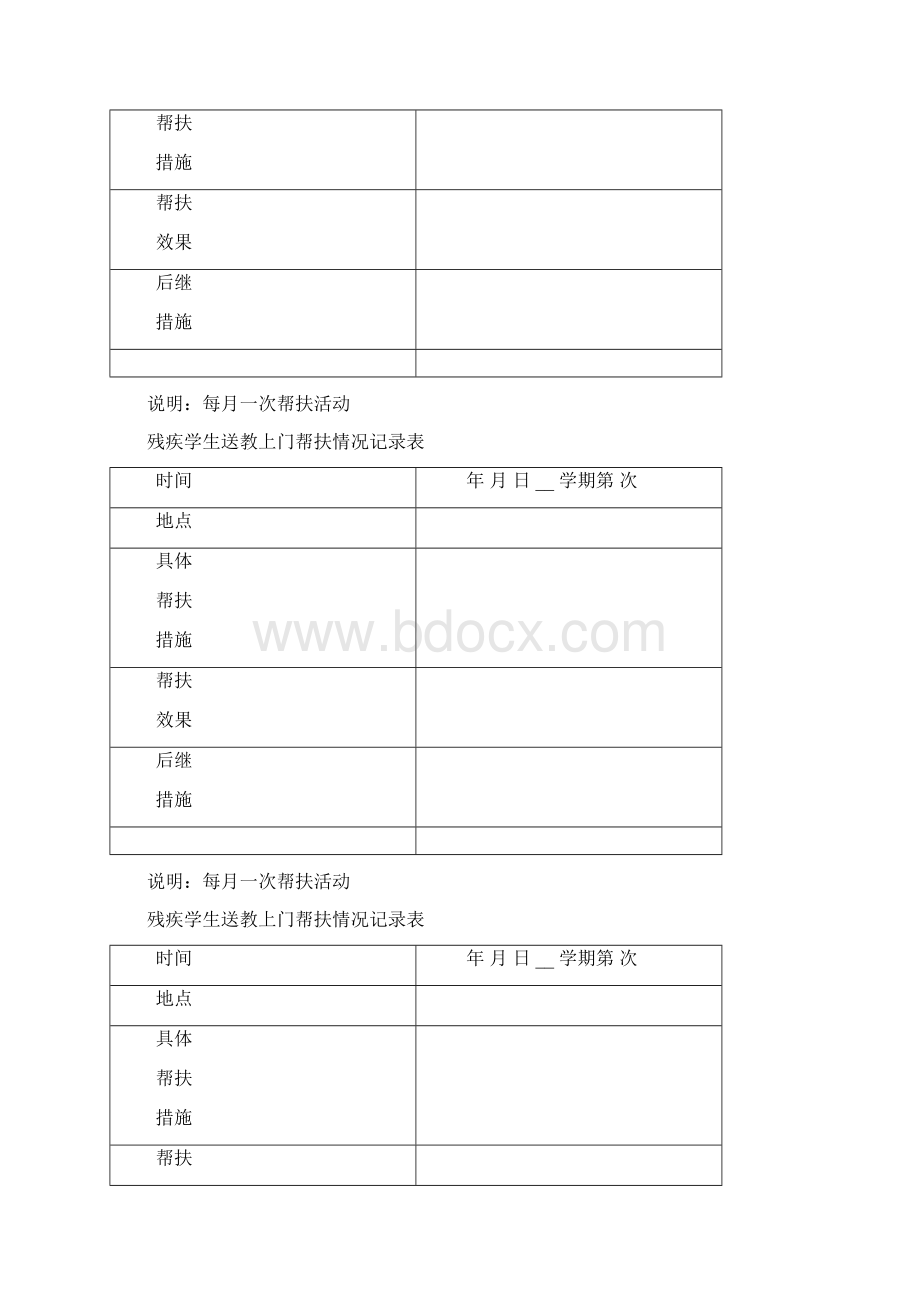 残疾学生送教上门帮扶工作记录表Word文档下载推荐.docx_第2页