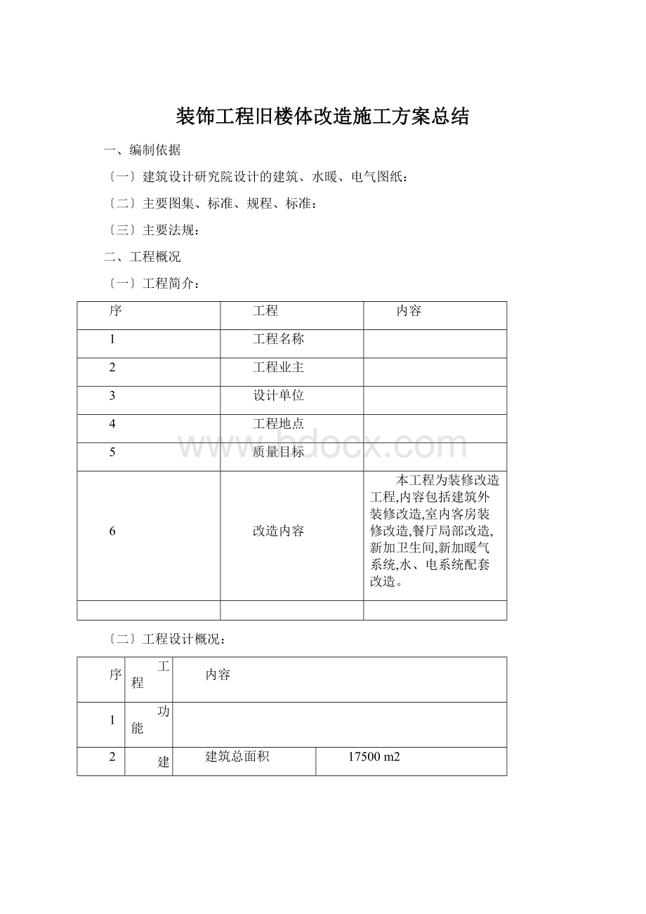 装饰工程旧楼体改造施工方案总结.docx_第1页