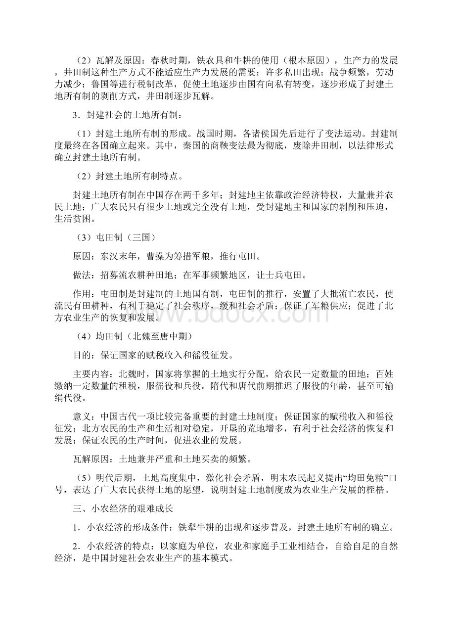 高中历史复习提纲包括一至八单元全部内容人教版必修二Word格式.docx_第2页