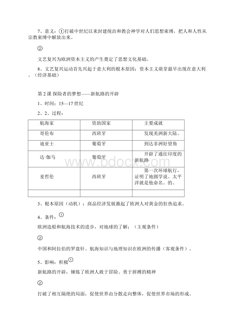 北师大版九年级历史上册复习提纲.docx_第2页