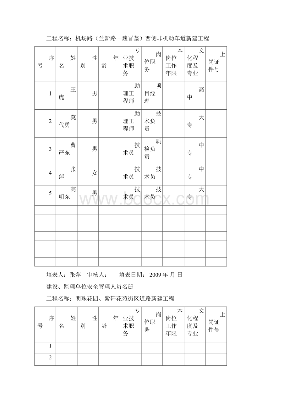 公路工程施工现场安全管理资料表格Word文件下载.docx_第2页