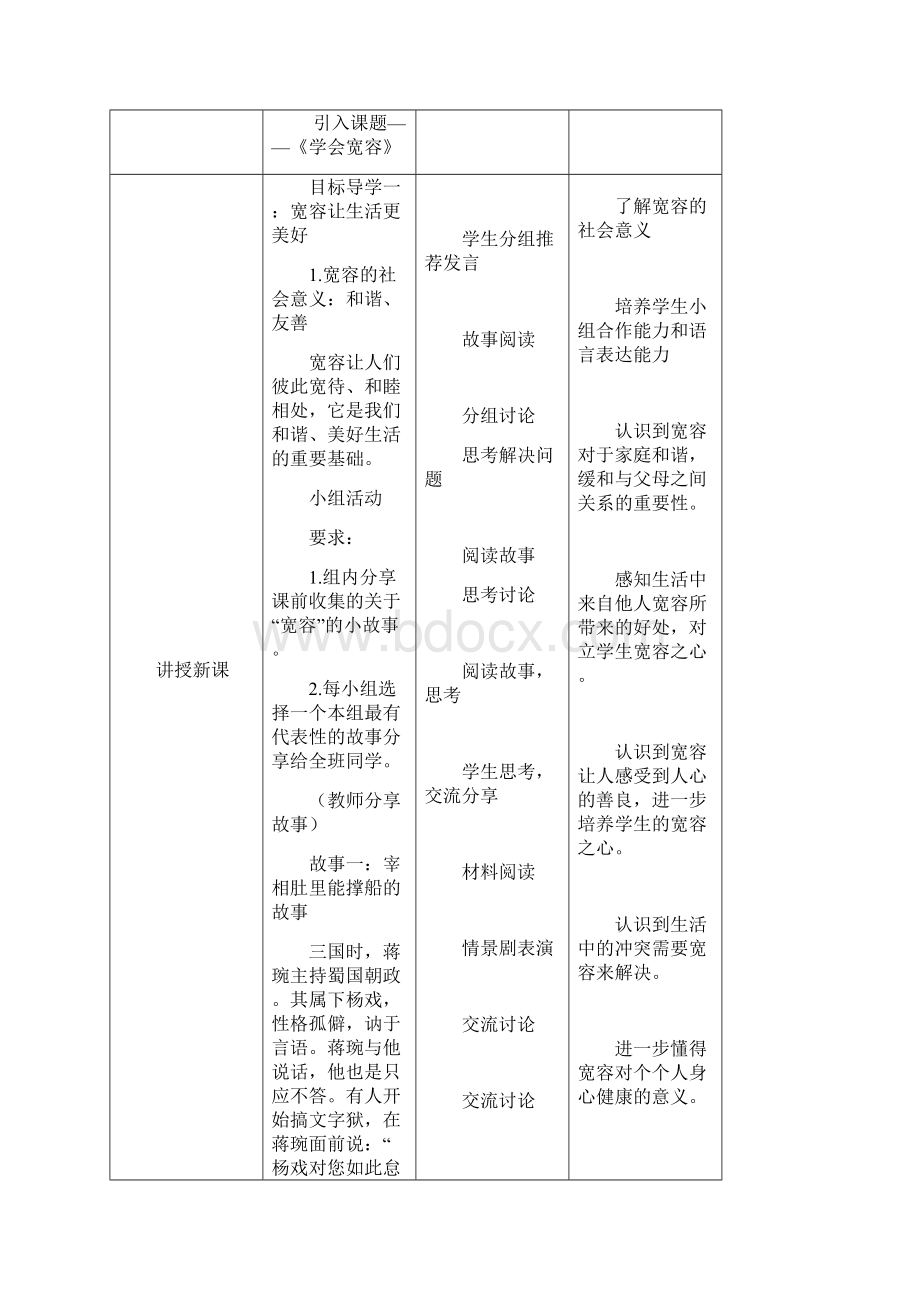 最新部编版道德与法治六年级下册《学会宽容》优质教案教学设计文档格式.docx_第2页