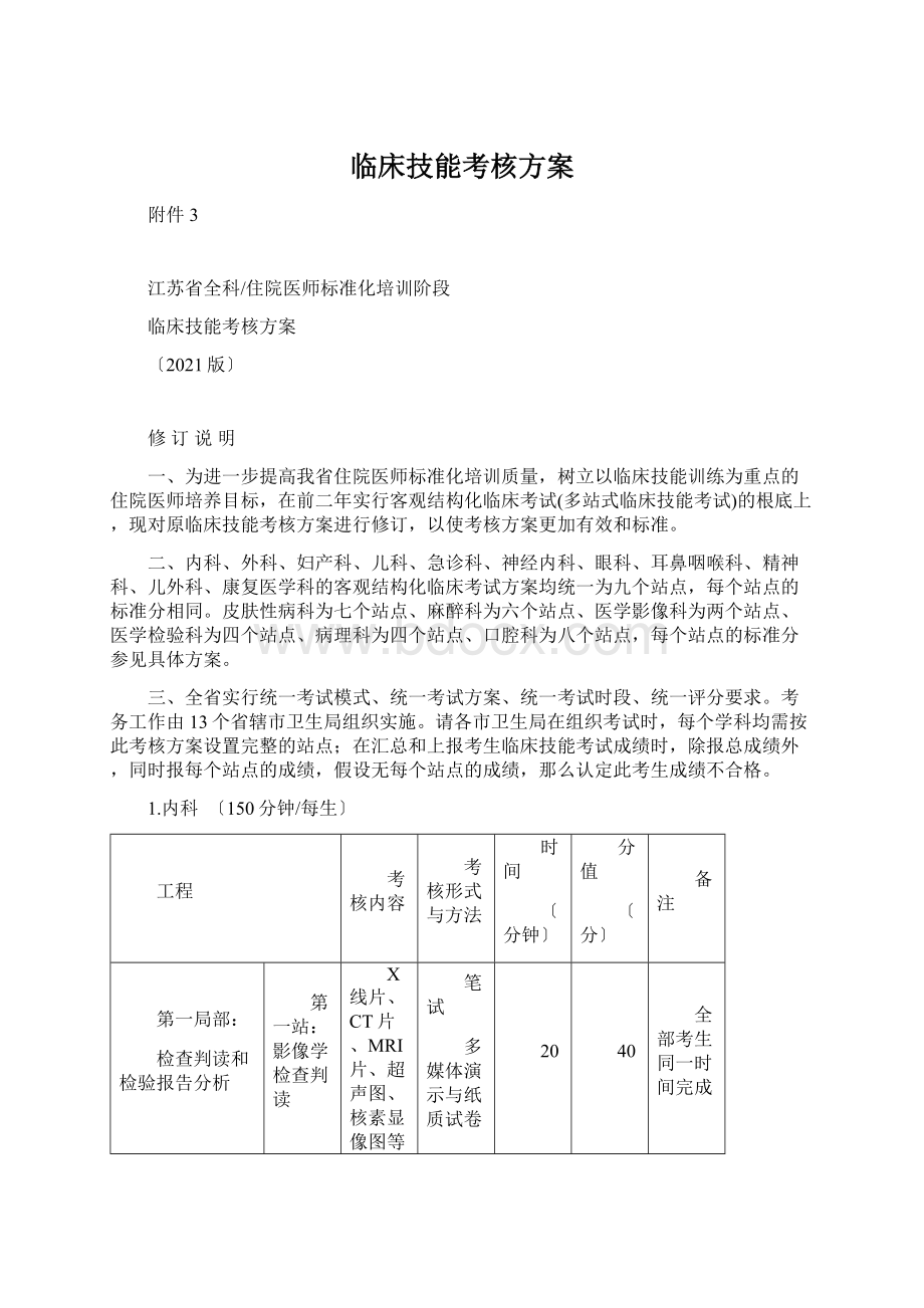 临床技能考核方案Word文档下载推荐.docx_第1页