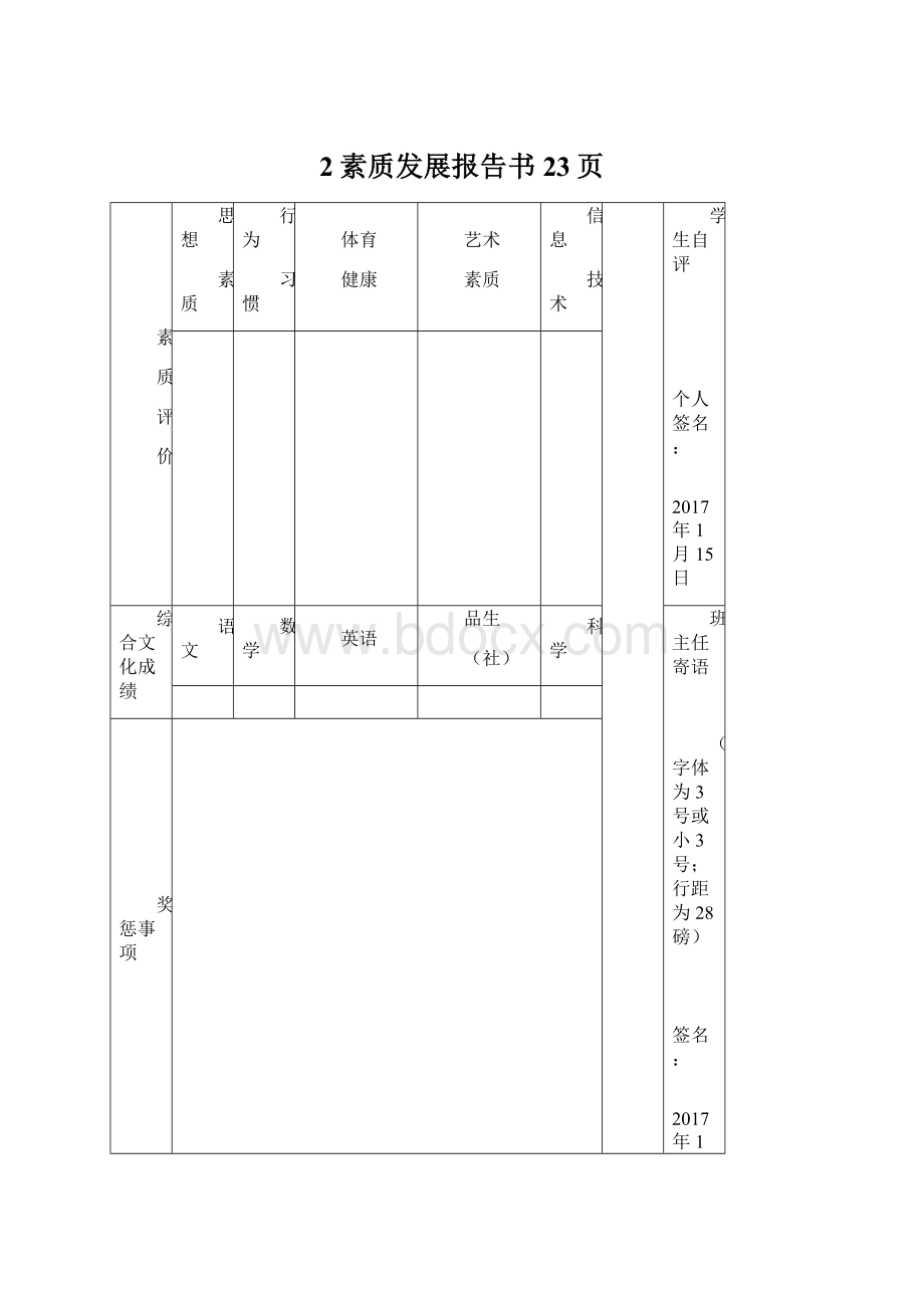 2素质发展报告书23页Word格式文档下载.docx_第1页