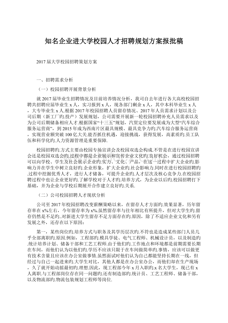 知名企业进大学校园人才招聘规划方案报批稿.docx_第1页