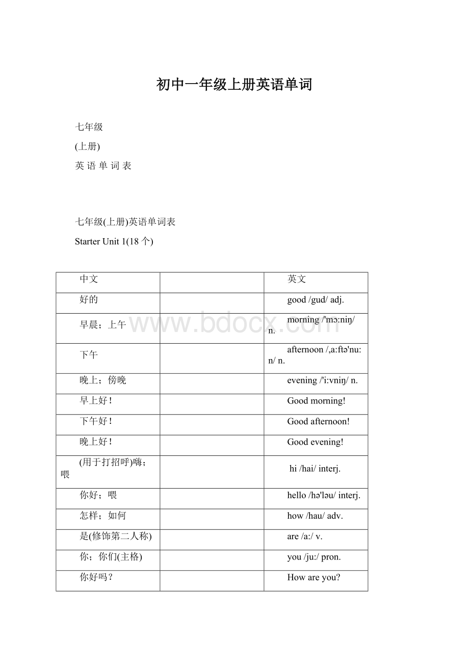 初中一年级上册英语单词.docx_第1页