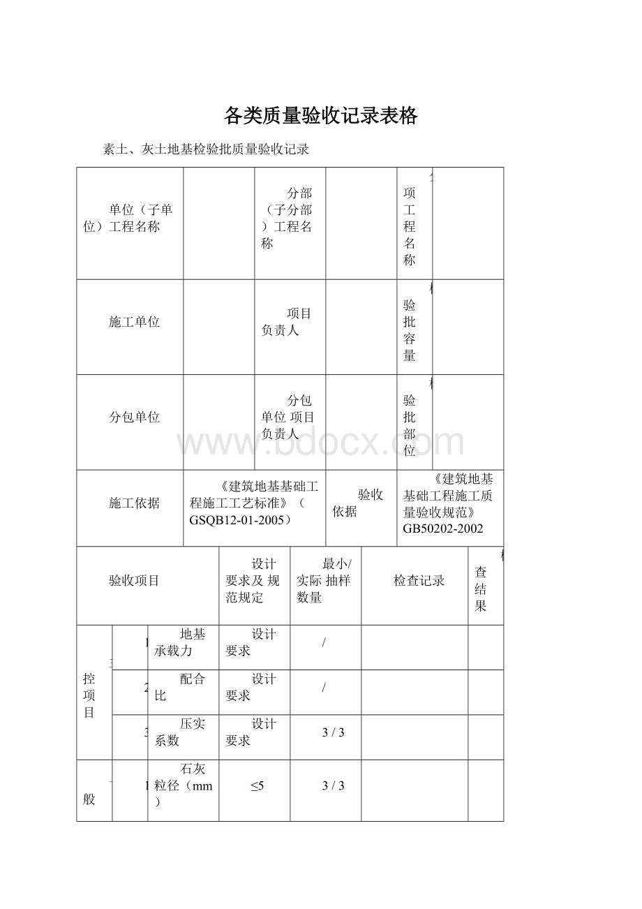 各类质量验收记录表格.docx