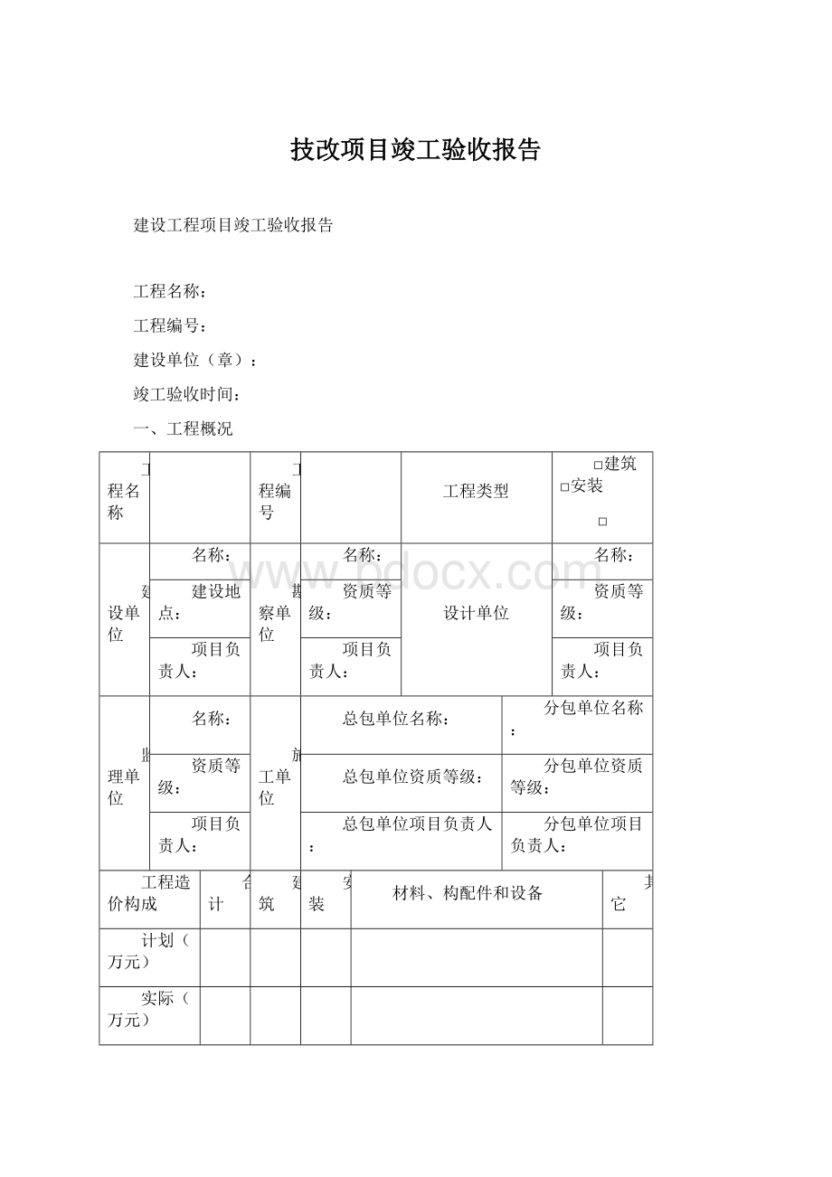 技改项目竣工验收报告Word格式.docx