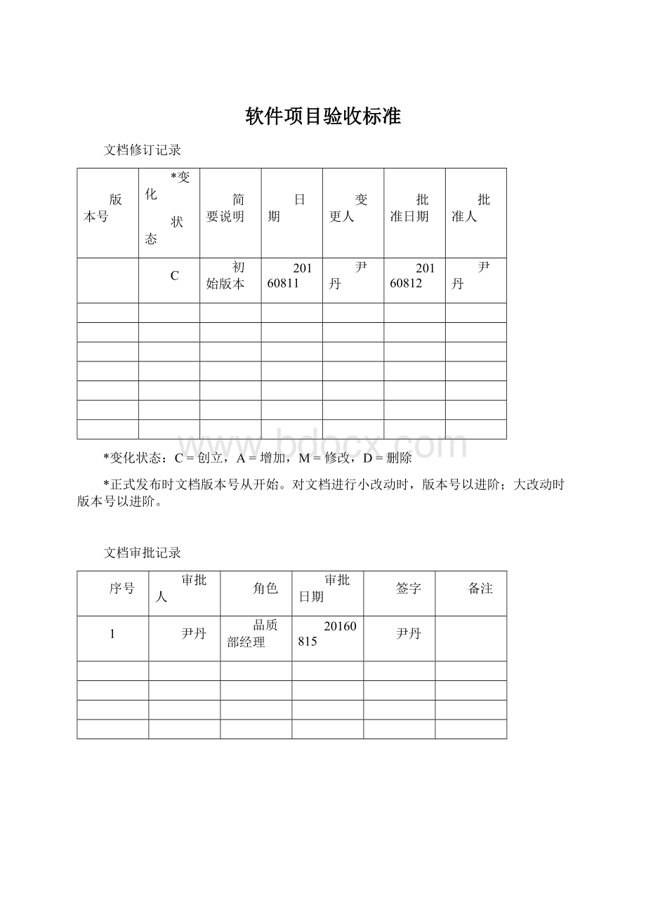 软件项目验收标准Word格式.docx