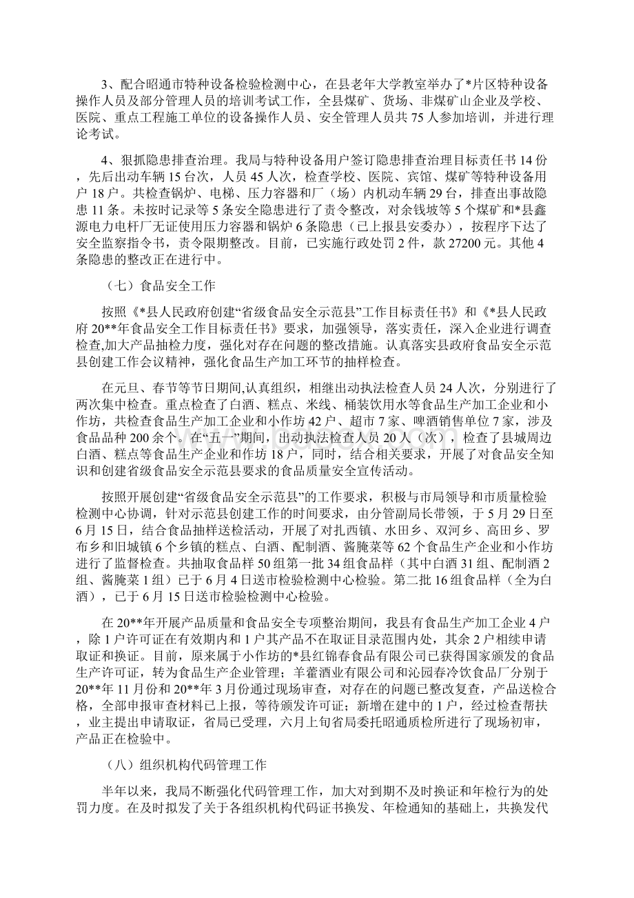 政府质监上半年工作总结与政府部门人事工作总结汇编doc.docx_第3页