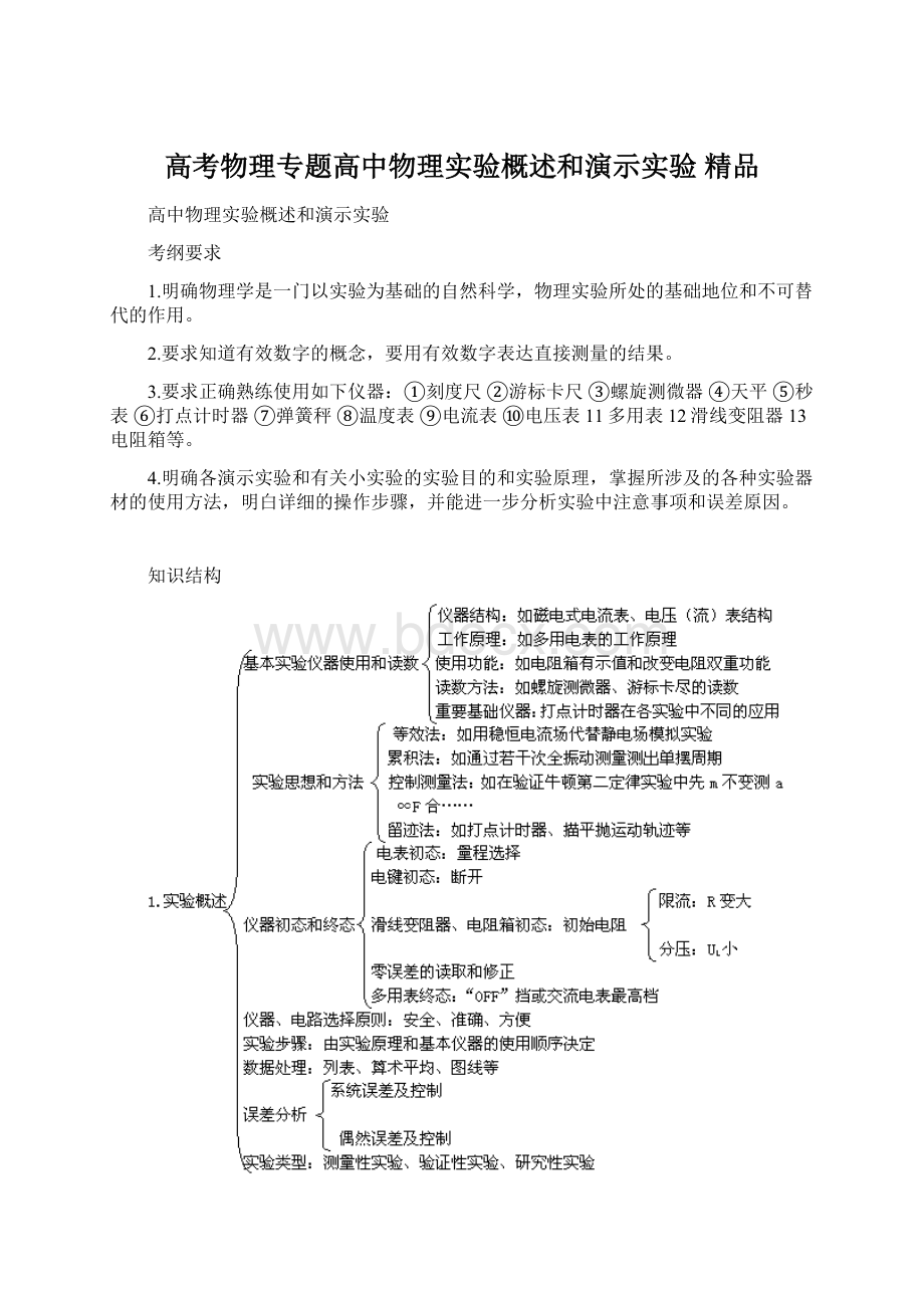 高考物理专题高中物理实验概述和演示实验 精品.docx_第1页