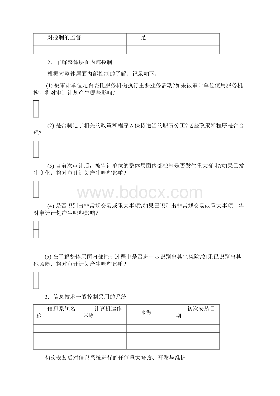 一在被审计单位整层面了解和评价内部控制文档格式.docx_第3页