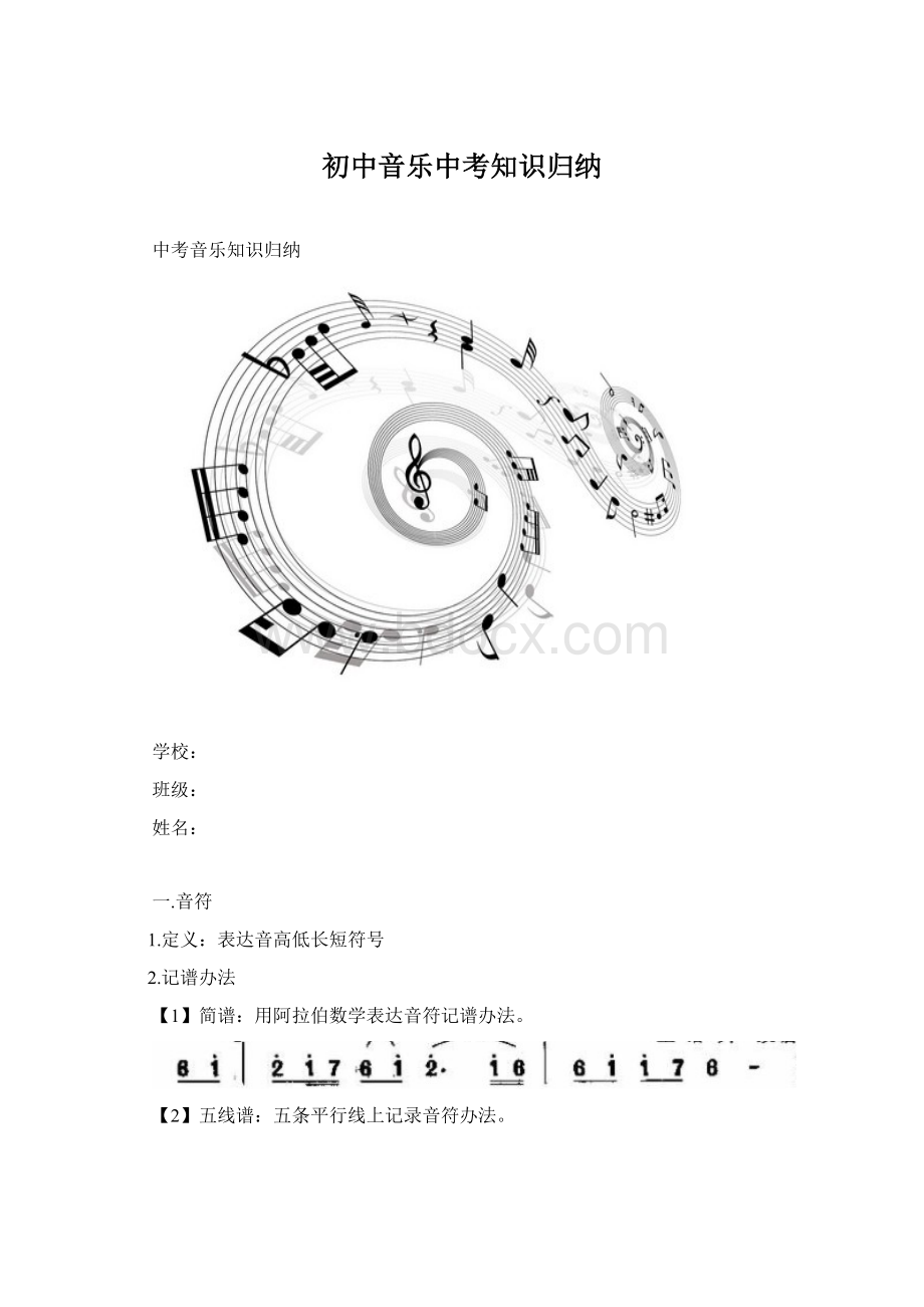 初中音乐中考知识归纳.docx_第1页