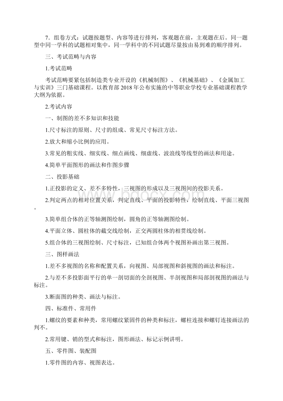 XX年福建省高职单招制造类机械制造专业考试说明Word下载.docx_第2页