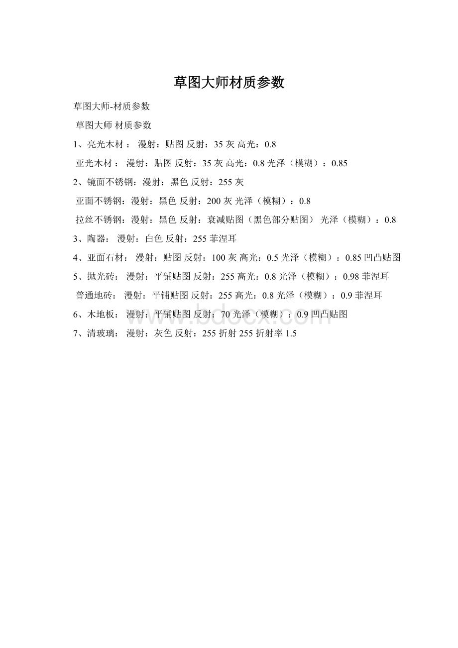 草图大师材质参数.docx_第1页