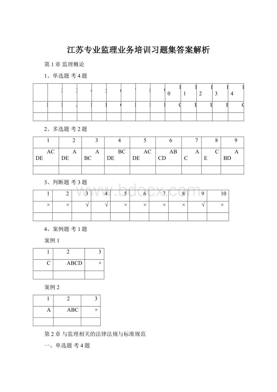 江苏专业监理业务培训习题集答案解析文档格式.docx