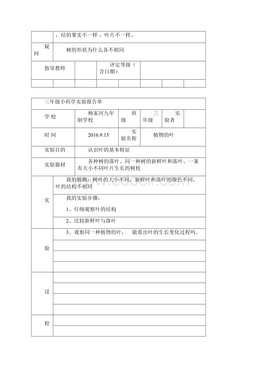 最新教科版三年级上册科学实验报告单.docx_第2页