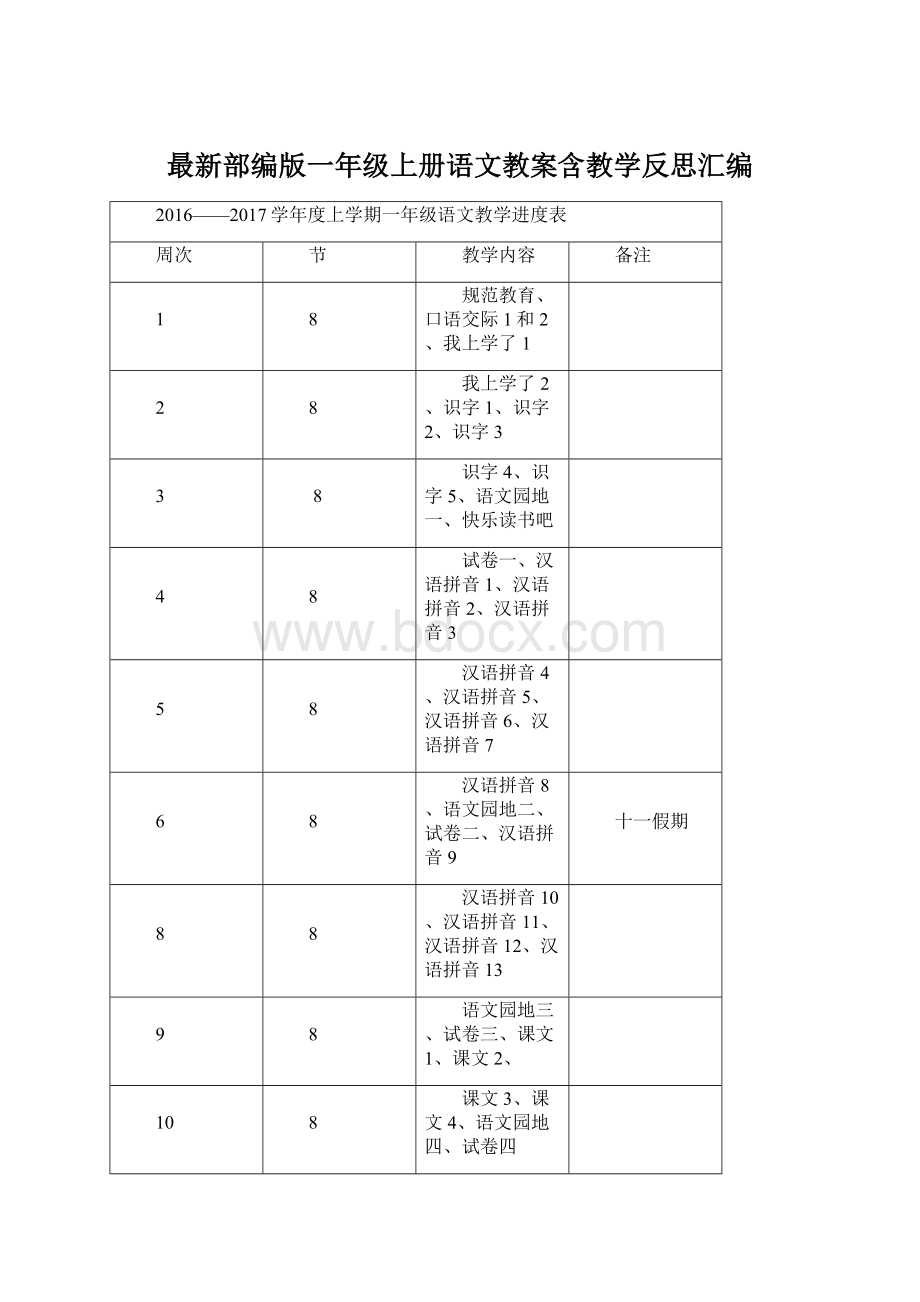 最新部编版一年级上册语文教案含教学反思汇编.docx_第1页