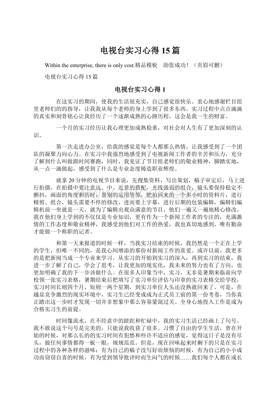 电视台实习心得15篇.docx