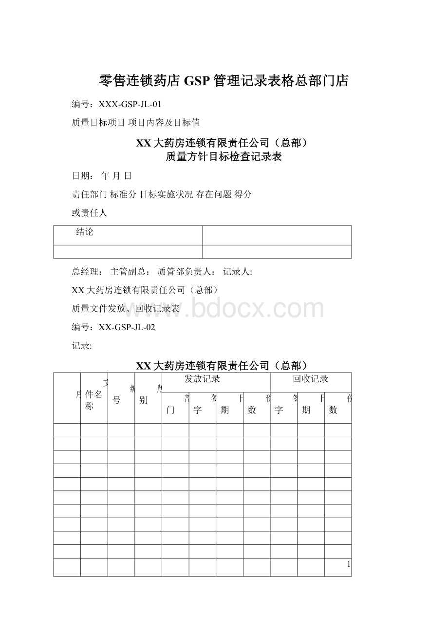 零售连锁药店GSP管理记录表格总部门店.docx